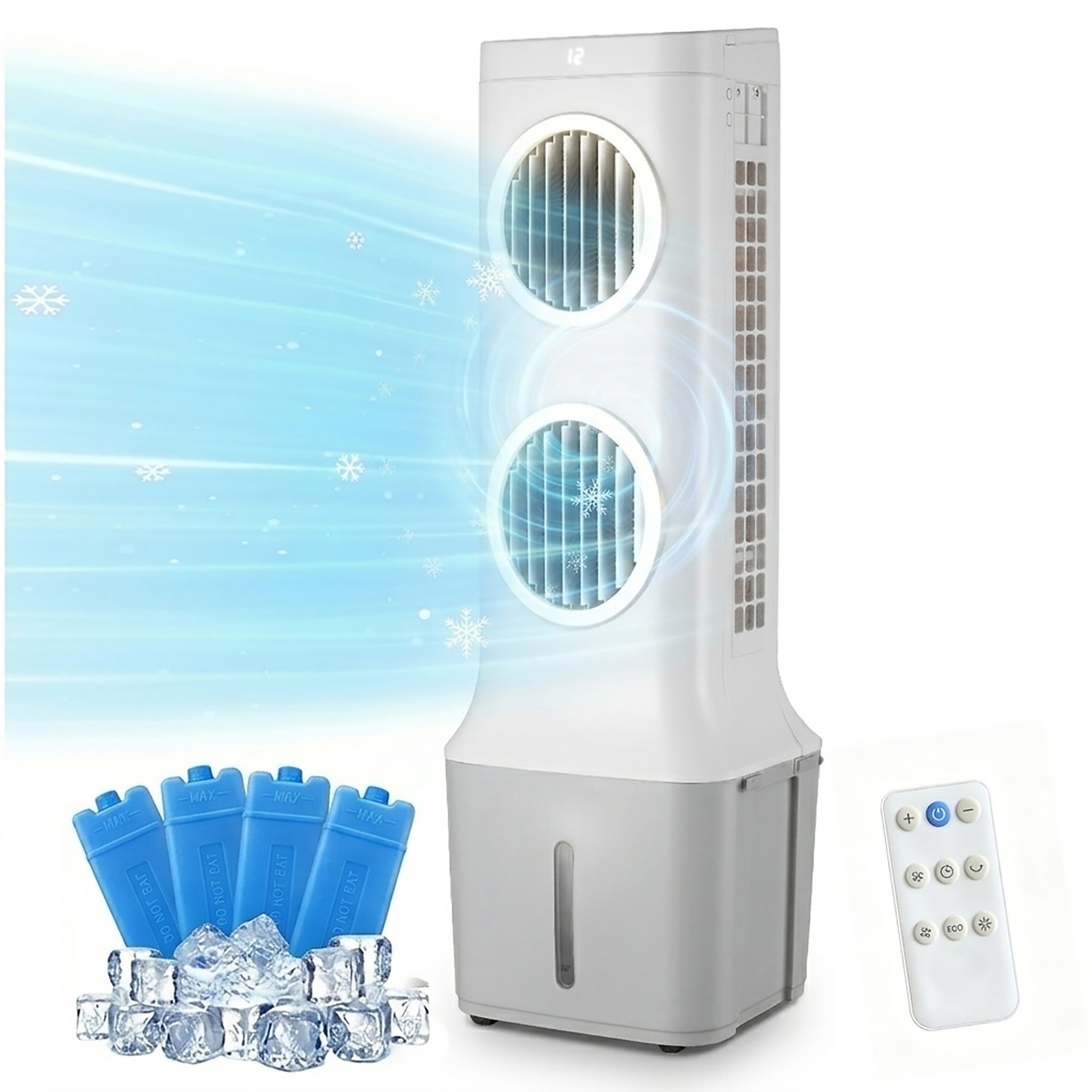 EdenDirect 1800 CFM 315 Sq.Ft. 24-Speed White Portable Evaporative Cooler with Remote, 9h Timer, Ultra-Quiet and Wheels